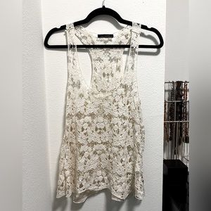 QED London Cream Crochet Tank Top M/L